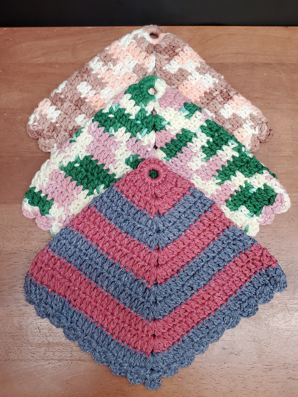 Handmade Granny Core Double Crochet Cotton Potholders Hot Pads Trivet